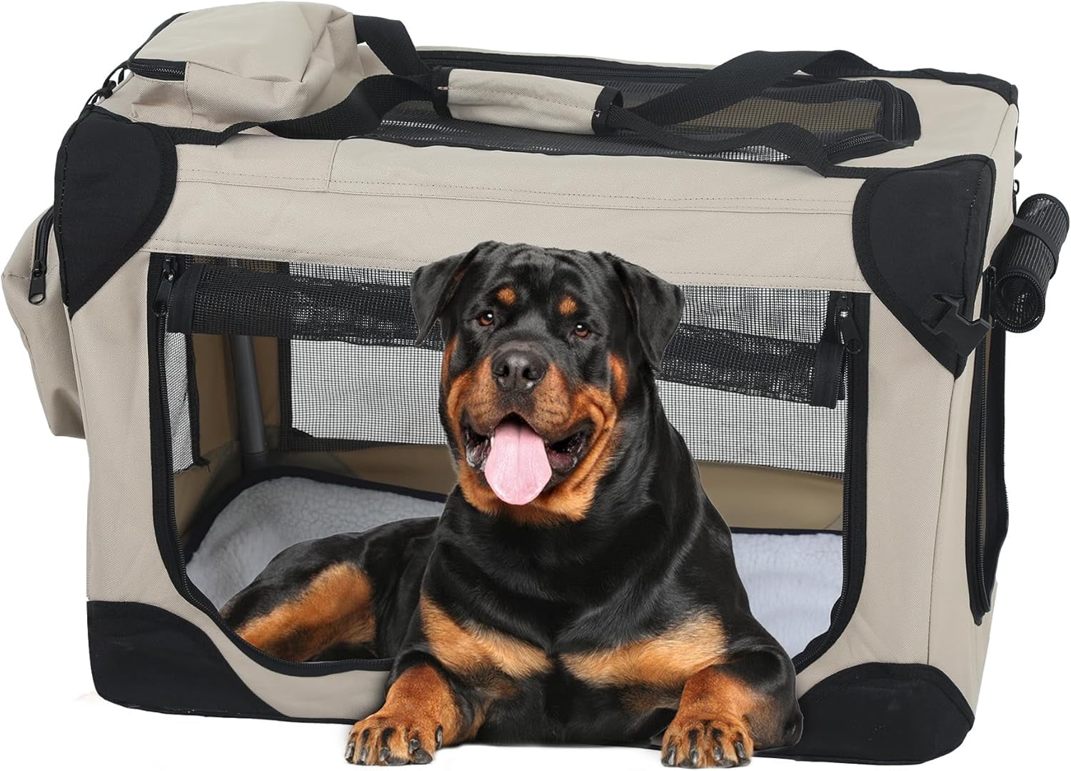 DEXS 36 inch Collapsible Dog Crate for Medium Dogs, 3-Door Portable ...