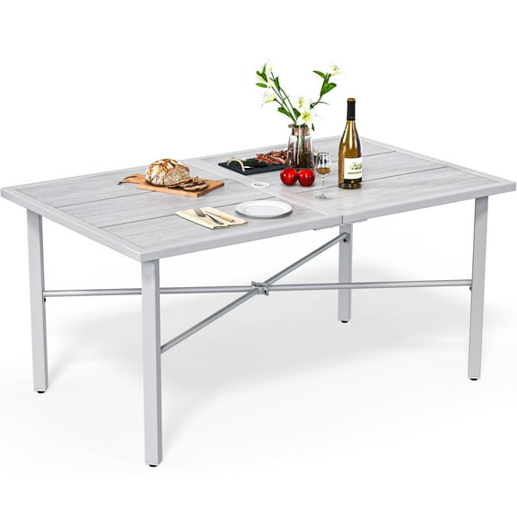 DEXS 59" Rectangular Outdoor Patio Dining Table for 6 Persons, Spacious and Durable Tabletop, Weather-Resistant Design, Stylish for Patio, Garden & Backyard Entertaining, Stable Construction