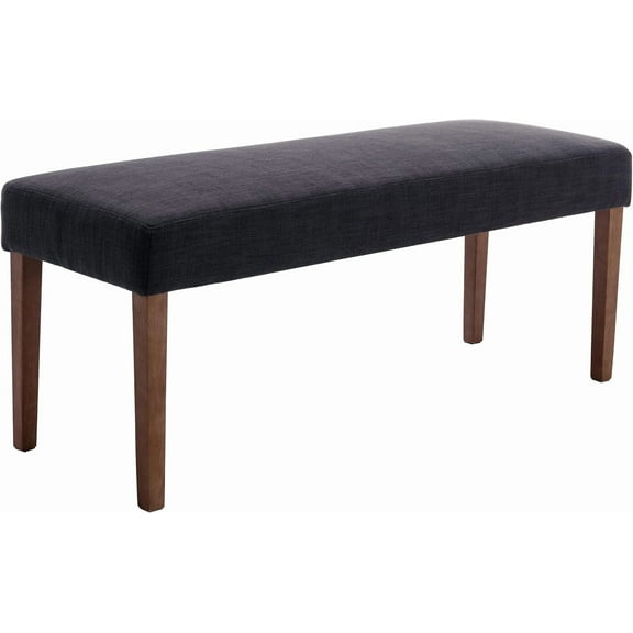 DEXS Charcoal Linen Upholstered Dining Bench with Natural Wood Legs, 44.5 Inch Farmhouse Padded Bench for Dining Room End of Bed and Living Room. 1 PC