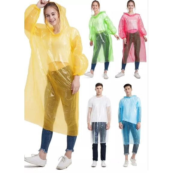 DEXS Disposable Waterproof Rain Ponchos – Adult Hooded Emergency Coat for Hiking, Camping & Outdoor Events – 2/5/10 Packs