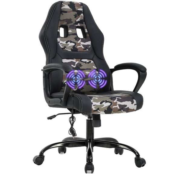 DEXS Gaming Office Chair with Massage Function, Ergonomic High Back PC Desk Chair, Adjustable PU Leather Executive Swivel Chair for Adults.Camo