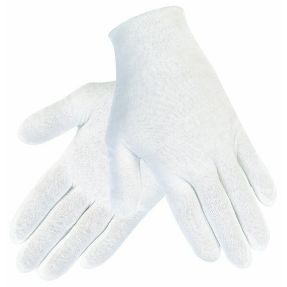 DEXS Premium White Cotton Work Gloves Soft, Thin & Ideal for Coin, Jewelry & Silver Inspection Handling 2 Pairs Ladies (Small)