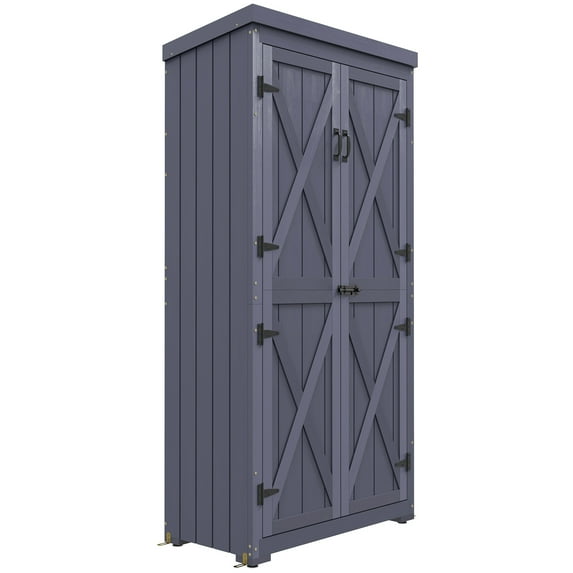 DEXS Spacious Outdoor Storage Cabinet, Durable with Waterproof Metal Roof, Ideal for Patio, Garden & Yard Storage, Secure Cabinet for Tools, Equipment & Seasonal ItemsGray