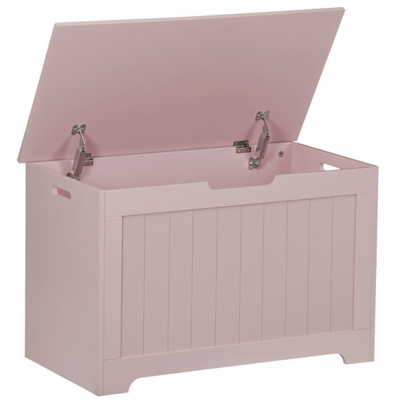 DEXS  Storage Chest, 30 inches Chest Box Organizer with 2 Safety Hinges, Wooden Entryway Storage Bench,Pink