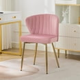 thumbnail image 1 of DEXS Velvet Vanity Chair Modern Makeup Chair with Golden Legs and Back Support, Small Accent Chair for Dressing Table Living Room Bedroom.Pink, 1 of 14