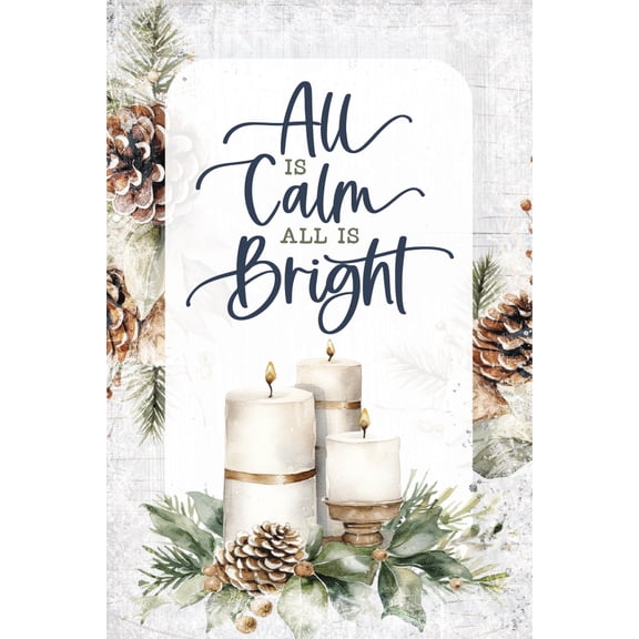 DEXSA All Is Calm Christmas Wood Plaque with Easel and Hook Wall Tabletop Art - 4 inches x 6 inches