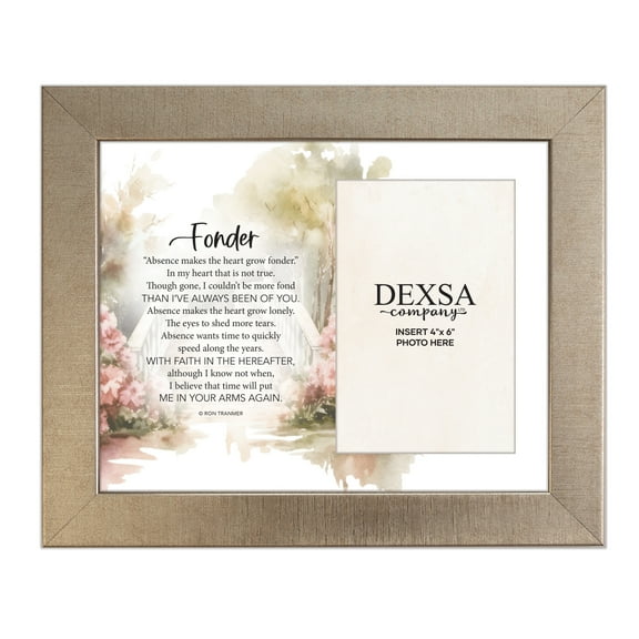 DEXSA Fonder Bereavement Photo Frame Wood Plaque with Easel and Hook Wall Tabletop Art - 10 inches x 12 inches - Hold 4x6 Photo