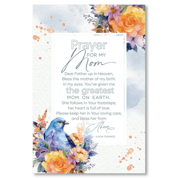 DEXSA Prayer For My Mom Wood Plaque with Easel and Hook Wall Tabletop Art - 6 inches x 9 inches