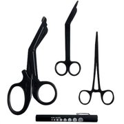 DEXSUR 4 Pcs EMT Scissors + Penlight Set - Full Black