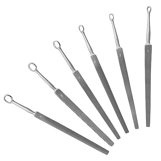 DEXSUR 6 Pcs Fox Dermal Curette Set Stainless Steel