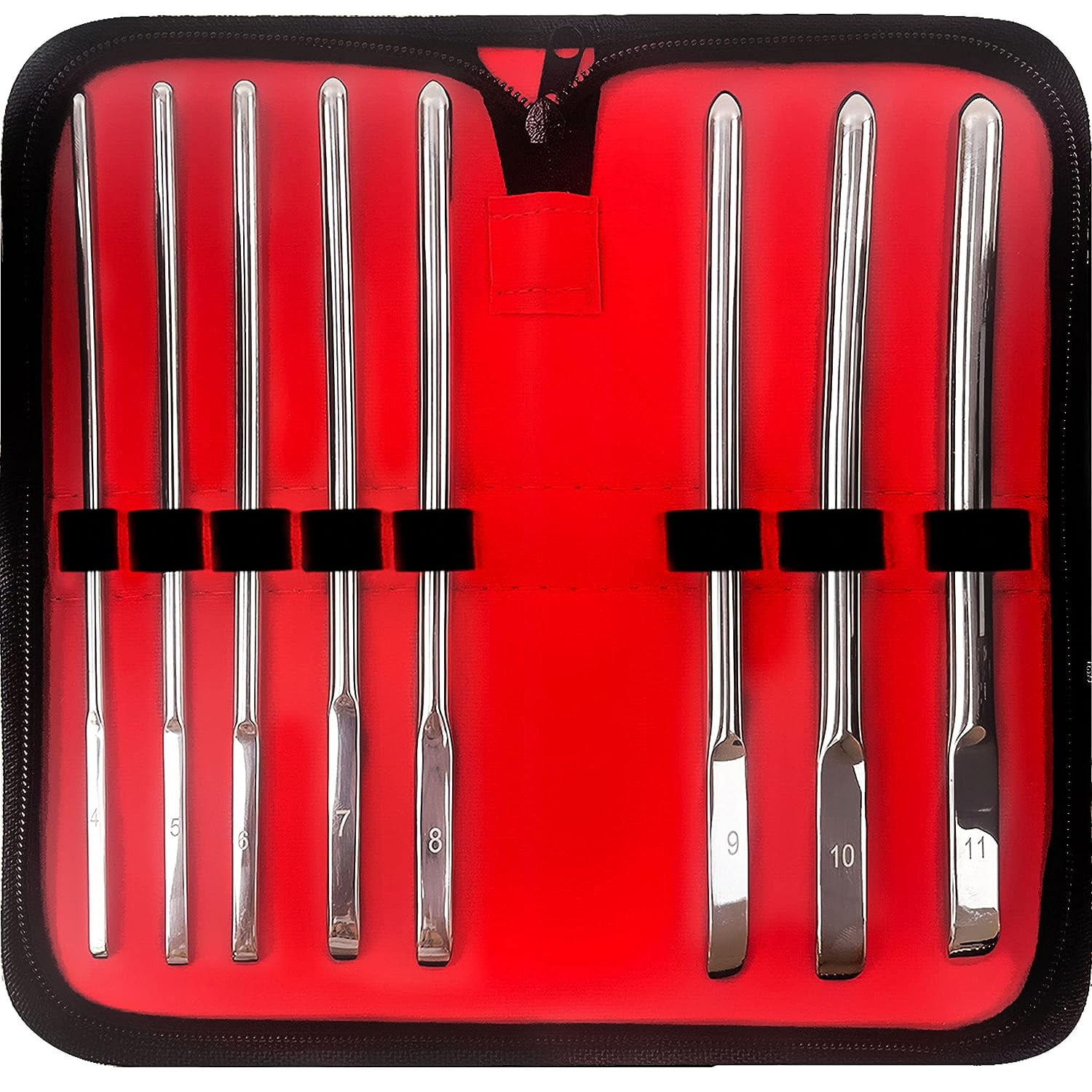 DEXSUR 8 Pcs Hegar Dilator Set Stainless Steel, 7.5" Single Ended