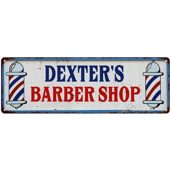 DEXTER'S Barber Shop Hair Salon Gift Metal Sign Retro 6x18 206180031124