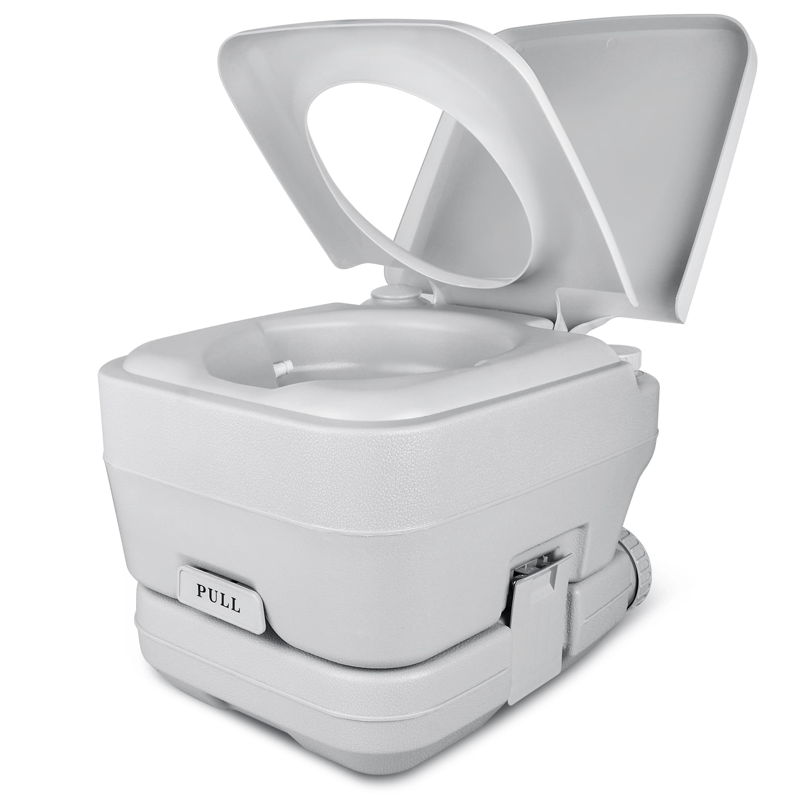 Compact Gray PE and ABS Portable Camping Toilet with Double Water Outlet