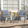DEXTRUS 3Piece Outdoor Patio Set, Wicker Rattan Bistro Set with 2