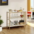 thumbnail image 1 of DEXTRUS 3 Tier Home Bar Unit, 47" Mini Bar Cabinet with Wine Racks & Adjustable Foot, White, 1 of 7