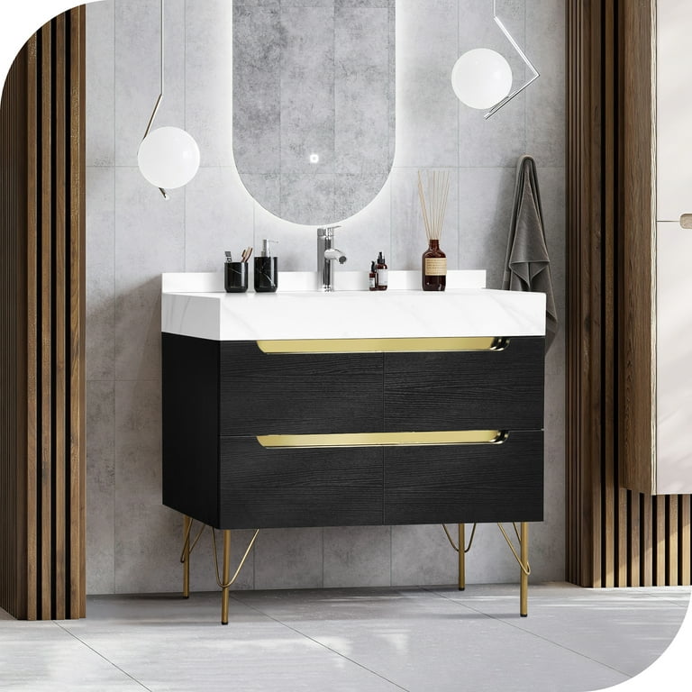DEXTRUS 35.4 Single Wall Mount Bathroom Vanity Set, 2 Large
