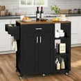 thumbnail image 1 of DEXTRUS 37" Kitchen Island Cart with Storage, Kitchen Storage Cart with Shelves & Spice Rack, Black, 1 of 8