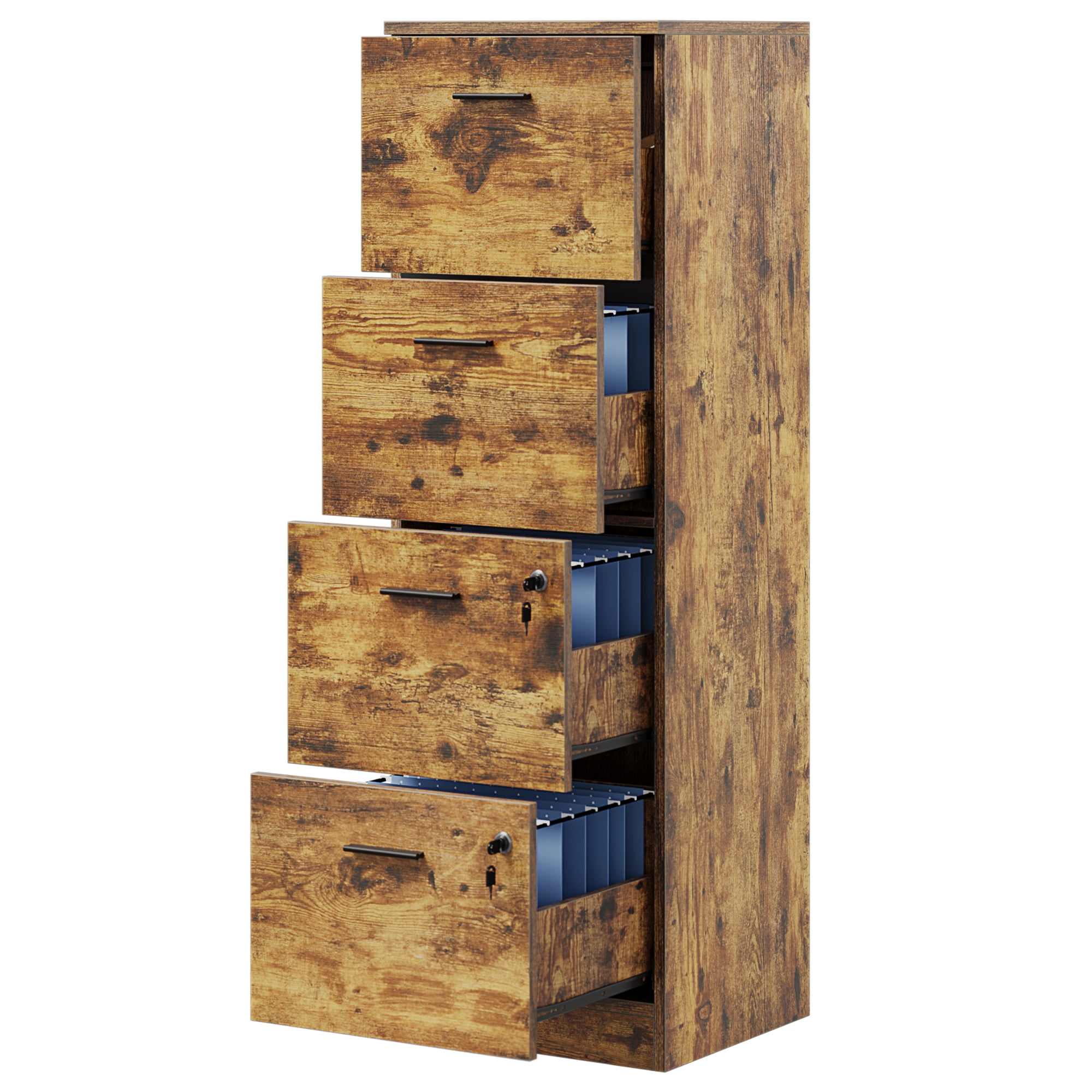 "DEXTRUS Office Wood 4Drawer File Lockable, 15.86"" Deep, A4