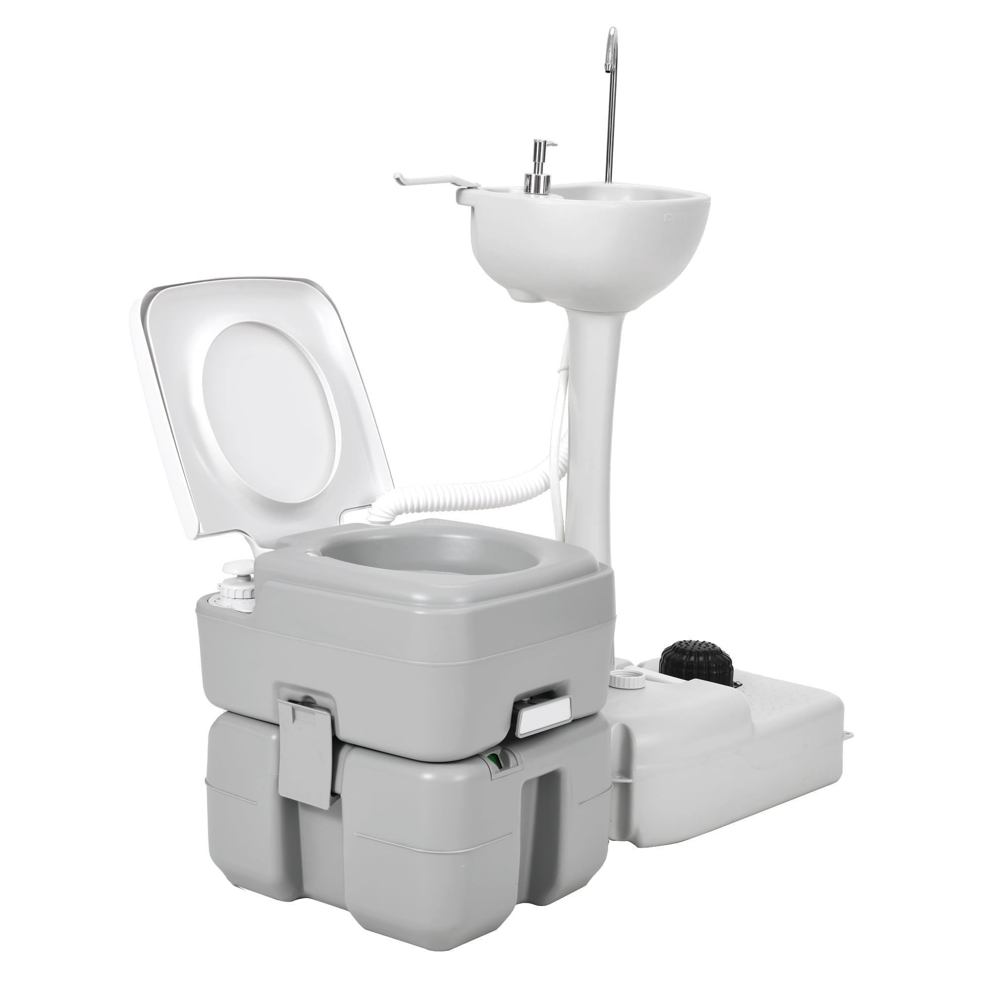 DEXTRUS 5.3 Gallon Portable Toilet and 17L Portable Camping Sink Hand Wash Basin Station & Flush Potty for Outdoor,Camping, RV Toilet