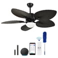 thumbnail image 1 of DEXTRUS 52 Inch Tropical Ceiling Fan with LED Light and Remote,3 Ways Control,Black Smart Palm Leaf Ceiling Fan with Alexa, 1 of 8