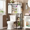 thumbnail image 1 of DEXTRUS 61" over the Toilet Storage Cabinet, 3-Tier Freestanding Bathroom Organizer Rack with Sliding Barn Door and Open Shelf , White, 1 of 8