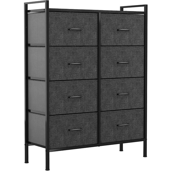 Dextrus 8 Drawer Storage Dresser Furniture Fabric Storage Tower Cabinet Bin Storage Organizer for Bedroom Black Gray
