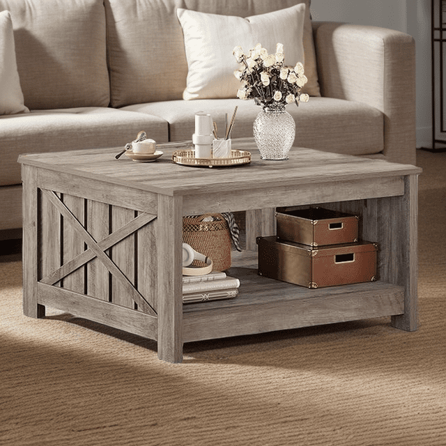 Free Shipping! DEXTRUS Coffee Table, Square Coffee Table, Farmhouse ...