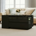thumbnail image 1 of DEXTRUS Extendable Coffee Table with Drawers & LED Lights, High Gloss Center Table, Black, 1 of 8