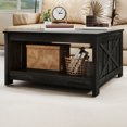 thumbnail image 1 of DEXTRUS Farmhouse Square Coffee Table, Rustic Center Table for Living Room, Black Oak, 1 of 8