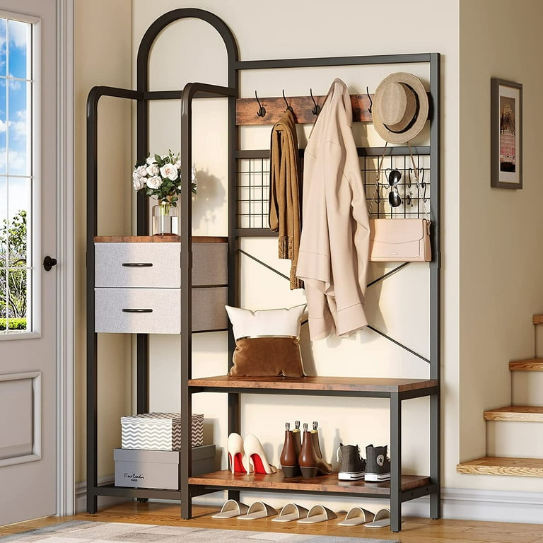 DEXTRUS Garment Coat Rack, in1 Industrial Entryway Hall Tree