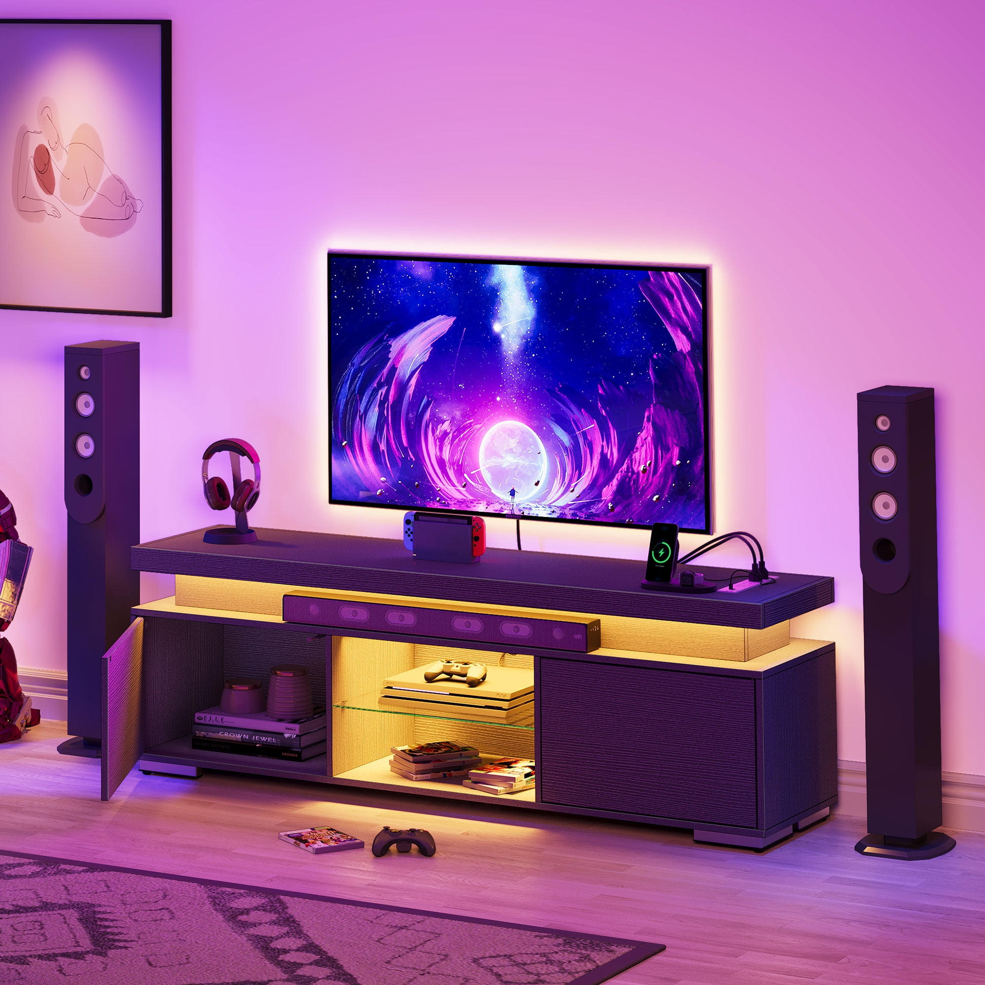 DEXTRUS LED TV Stand For TVs Up To 65 Inch Entertainment Center With DEXTRUS LED TV Stand For TVs Up To 65 Inch Entertainment Center With