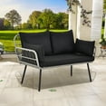 thumbnail image 1 of DEXTRUS Patio Loveseat Sofa, All-Weather Wicker Rattan 2 Seater Sofa with Black Cushions & Lumbar Pillows, Outdoor Patio Furniture Set, 1 of 8