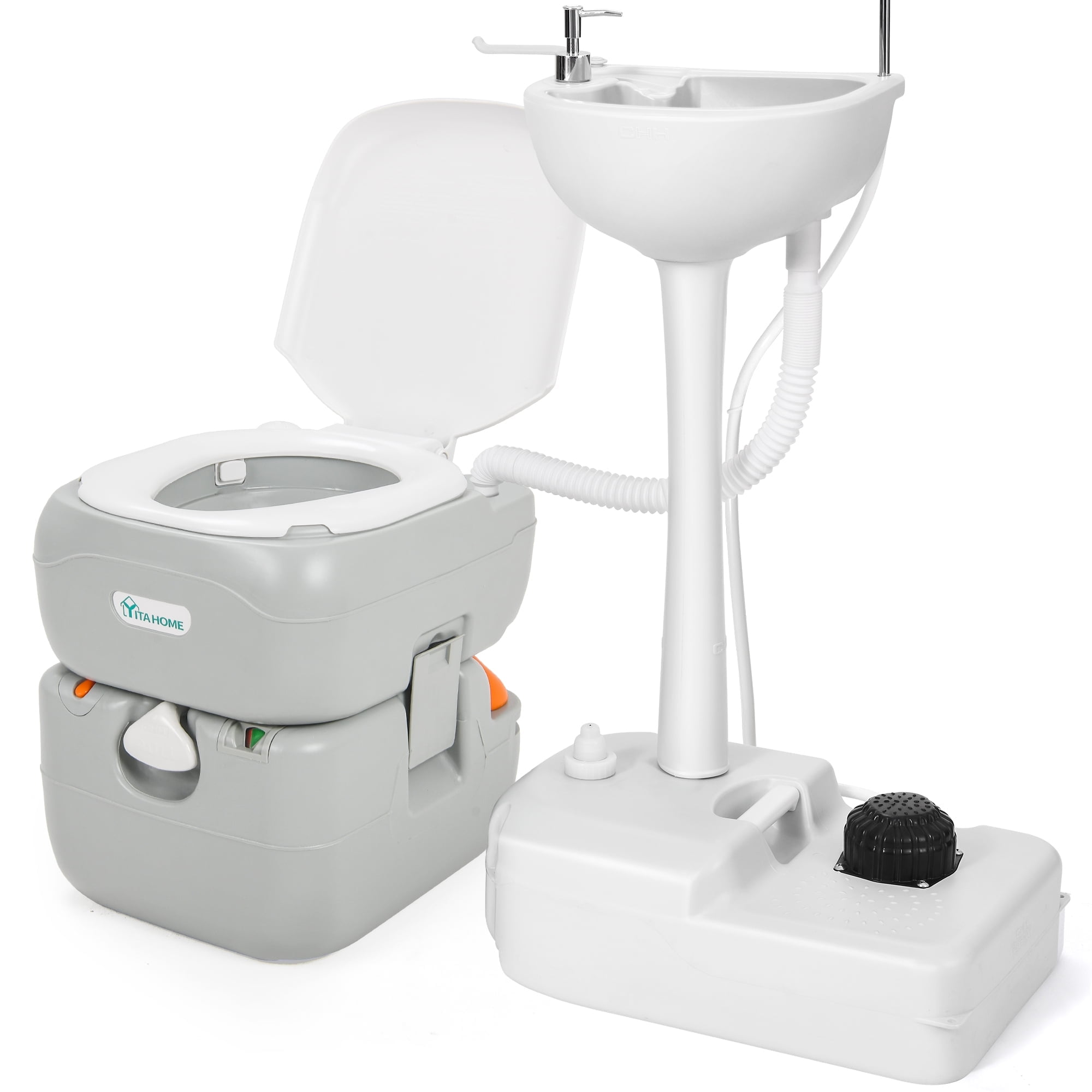 Dextrus Portable Sink & Toilet Combo for Campers, Boats, 17L Sink & 5.8 ...