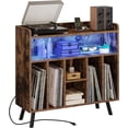 thumbnail image 1 of DEXTRUS Record Player Turntable Stand with Power Outlets and LED Lights, Media Storage Cabinet, 1 of 8