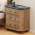 thumbnail image 1 of DEXTRUS Rustic Wood Nightstand with Charging Station, Bedside End Table with Drawers, Brown, 1 of 8