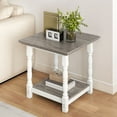 thumbnail image 1 of DEXTRUS Square End Table with Storage Shelves, Classic Side Table for Living Room, White & Gray, 1 of 8