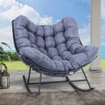 thumbnail image 1 of DEXYTUS Extra-Large Papasan Rocking Chair with Cushioned and Plush Padding for Bedroom, Gray, 1 of 5