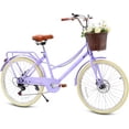 thumbnail image 1 of DEYGIA 24 Inch Kids Bike for Girls Ages 6-15 - 7-Speed Retro Cruiser with Rattan Basket, Dual-Disc Brake, Lightweight Carbon Steel Frame, Easy Assembly, 1 of 8