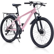 DEYGIA 24 inch Mountain Bike for Over 6 years with 21-Speed Drivetrain, Suspension Fork, Dual Disc Brakes, Rear Rack, Internal Cable