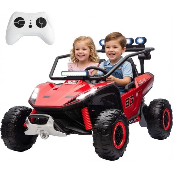 24V Real 2-Seater Kids UTV, NEORIVER 4x200W Motors Ride On Toys, 3-6 MPH Ride On Car for Kids Age 3+, Music Function, 4 Spring Suspension, 20" Spacious Seat
