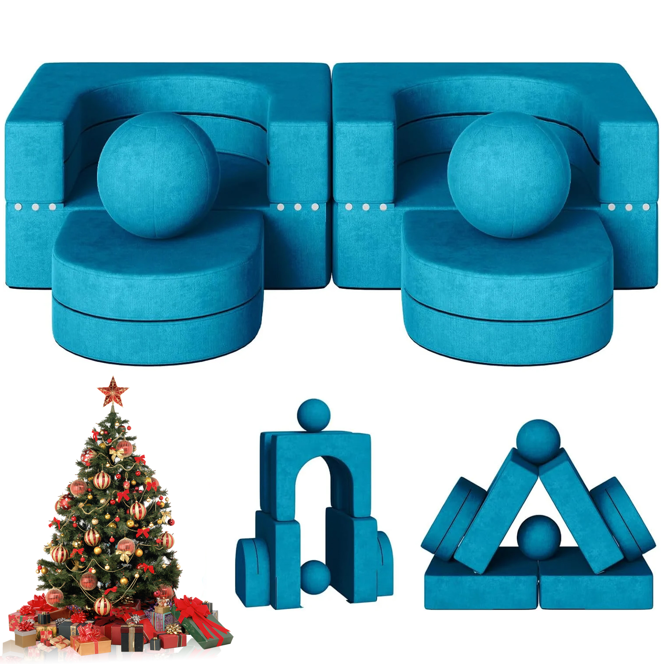 DEYGIA 8PCS Modular Kids Sofa, Kids Modular Couch Toddler with 2 Balls