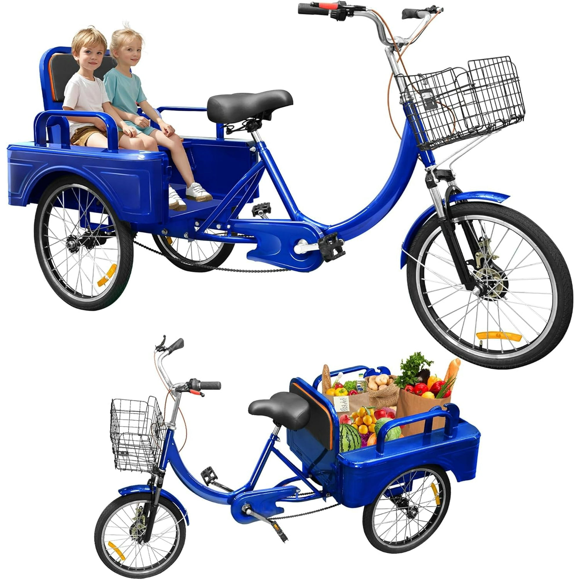 Image showcasing DEYGIA Adult Tricycle, 20 Inch 3-Wheel Bikes Carrying Passengers and ...
