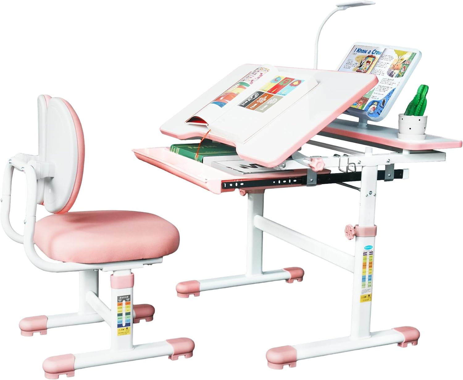 DEYGIA Kids Adjustable Desk and Chair Set, Pink