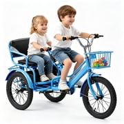DEYGIA Kids Tricycle, 16 Inch Kids Bike Boys Bike 4-9 Years Old, Dual Handbrake Girls Bike with 2 Seats, 3 Storage Baskets
