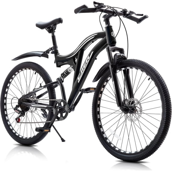 DEYGIA Boys Mountain Bike 24 inch, Kids Bike Ages 4-12, 7-Speed, Full Suspension MTB, High-Carbon Steel Frame, Dual Disc Brakes, Bicycle for kids Outdoor Adventure