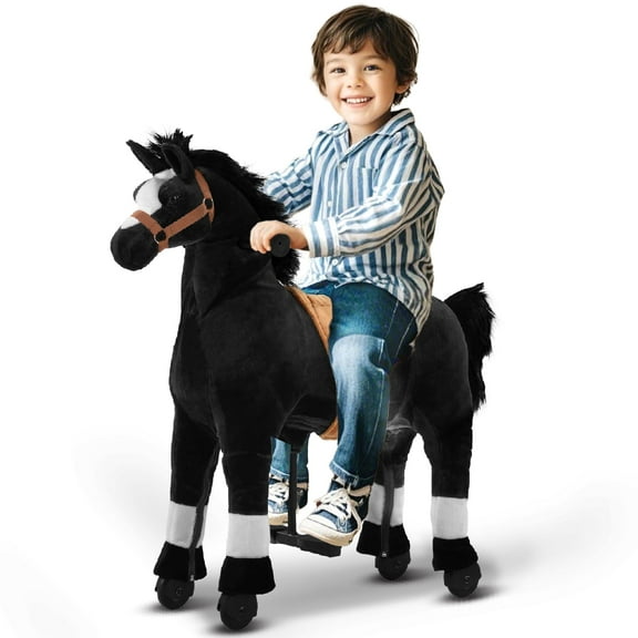 DEYGIA Ride on Horse for Big Kids Horse Ride on Toy, Riding Horse, Pony Rider Mechanical Walking Action Plush Animal for 4 Years to 8 Years, No Battery or Electricity, Giddy up, Max Load 165LBS