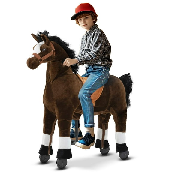 DEYGIA Ride on Horse for Big Kids Horse Ride on Toy, Riding Horse Pony Rider Mechanical Walking Action Plush Animal for 9 Years to Adult, No Battery or Electricity, Giddy up, Max Load 187LBS