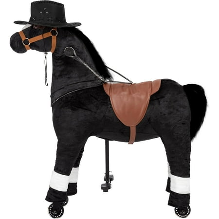 DEYGIA Ride on Horse for Kids with Reins and Cowboy Hat, Riding Horse Toy for 4 to 8 Years, (35.43'' Height) Ride on Horse Plush Walking Animal, Max Load 165LBS
