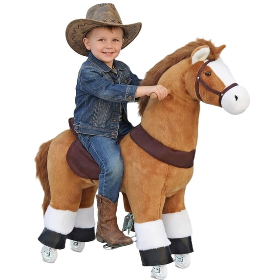 DEYGIA Ride on Horse Toys for Kids, Ride on Toy for 4 to 9 Years Old, 36.6'' Height Riding Horse Rider Mechanical Walking Action Toys, No Battery or Electricity, Max Load 165LBS