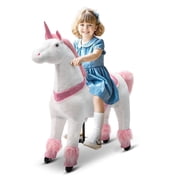 DEYGIA Ride on Unicorn Toys, Mechanical Cycle Walking Action Plush Animal, Max Load 165 lbs